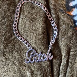 Silver-tone Chain Nameplate Necklace